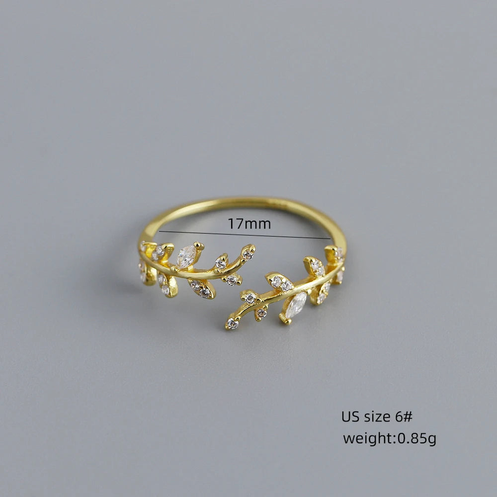Leaf Vine Adjustable Ring – S925 Sterling Silver (Gold / Silver)
