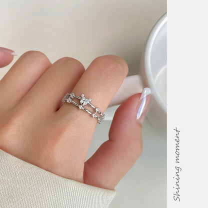 Radiant Butterfly Crystal Ring – S925 Sterling Silver (Gold / Silver Plating)