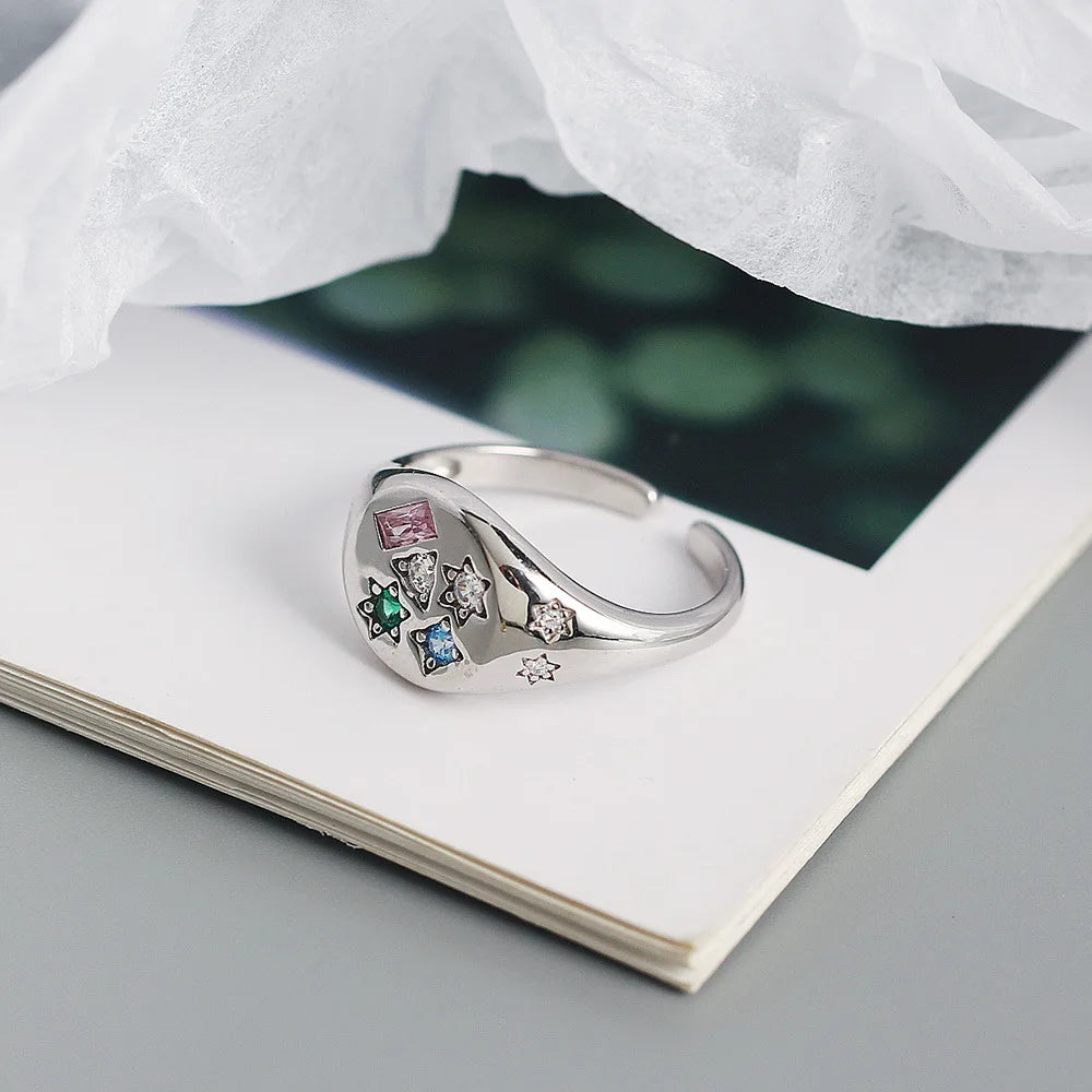 Celestial Gem Star Ring – S925 Sterling Silver (Gold / Silver Plating)