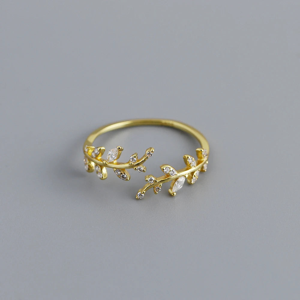 Leaf Vine Adjustable Ring – S925 Sterling Silver (Gold / Silver)