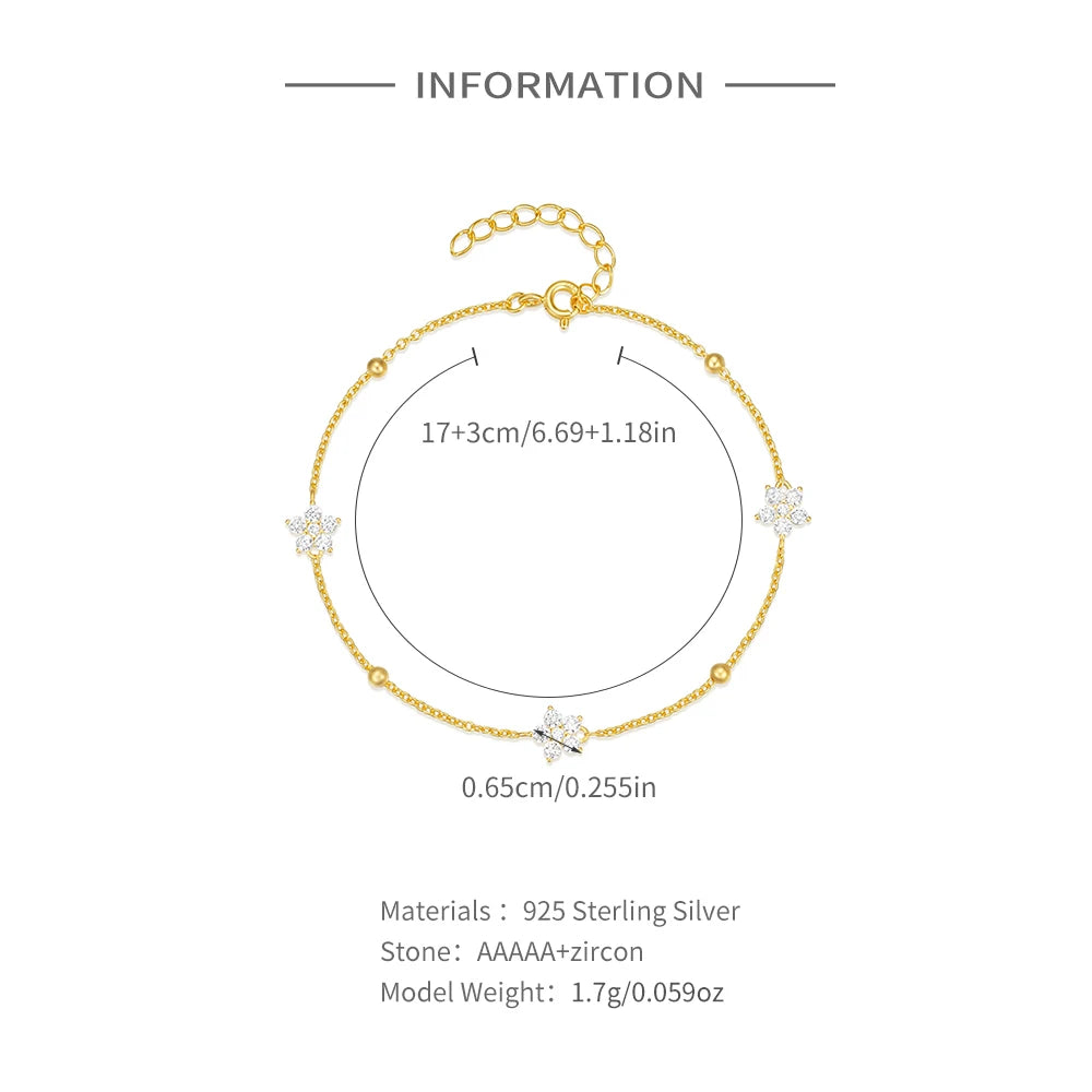 Aurelia Floral Chain Bracelet – 18K Gold Plated S925 Sterling Silver