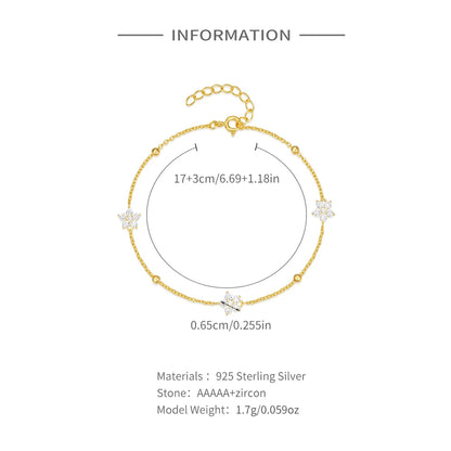 Aurelia Floral Chain Bracelet – 18K Gold Plated S925 Sterling Silver