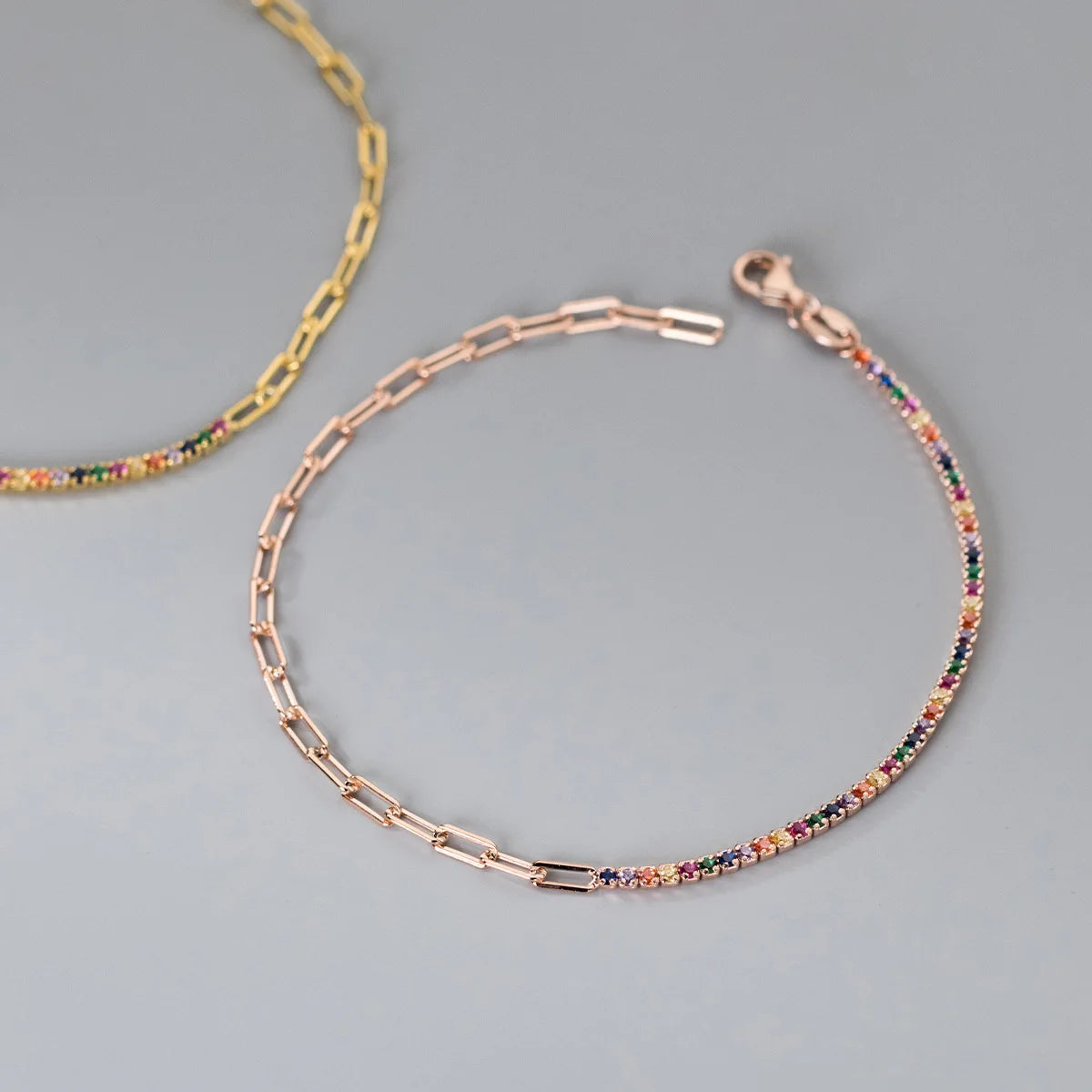 Nova Rainbow Tennis Bracelet – 18K Gold, Rose Gold & S925 Sterling Silver