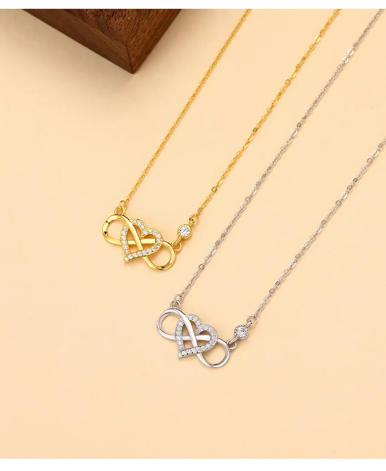 Eternal Heart Infinity Necklace – S925 Sterling Silver (Gold / Silver)