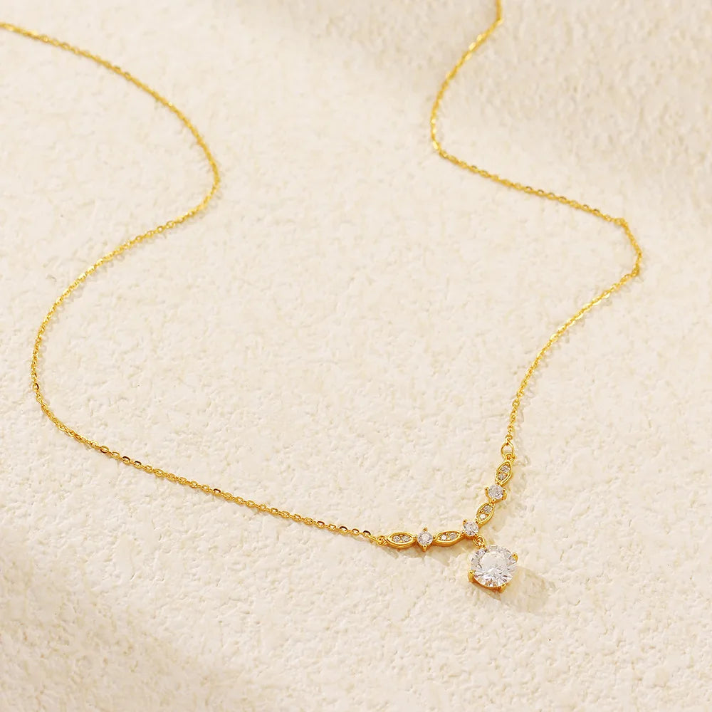 Crystal Elegance Necklace – S925 Sterling Silver Pendant (Gold / Silver)