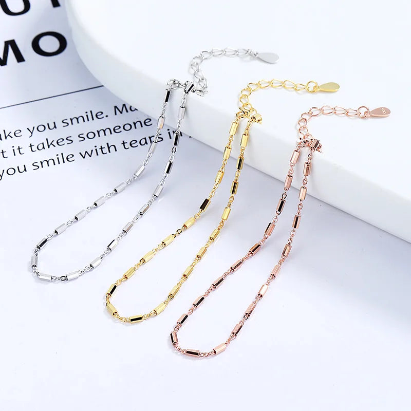 Ava Tube Link Bracelet – Silver, Gold & Rose Gold S925 Sterling Silver