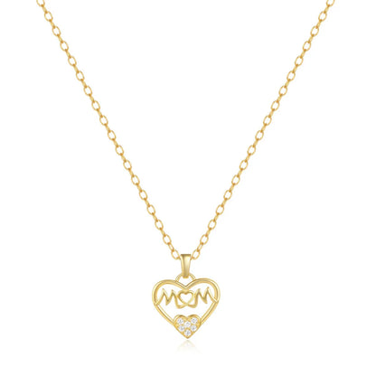 Mom Heart Pendant Necklace – S925 Sterling Silver (Gold / Silver)