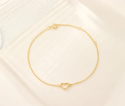 Everly Open Heart Bracelet – 18K Gold Plated & S925 Sterling Silver