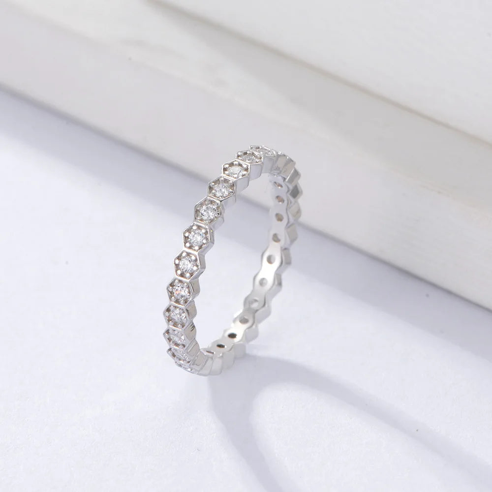 Hexa Radiance Eternity Band – S925 Sterling Silver (Gold / Silver Plating)