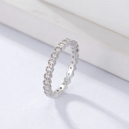 Hexa Radiance Eternity Band – S925 Sterling Silver (Gold / Silver Plating)