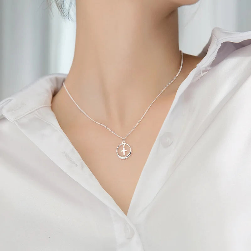 Faith & Balance Cross Pendant Necklace – S925 Sterling Silver