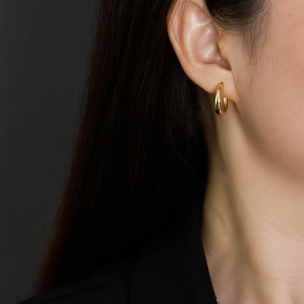 Krenaeminimalist Rounded Chunky Hoops – S925 Sterling Silver (Gold / Silver Plating)