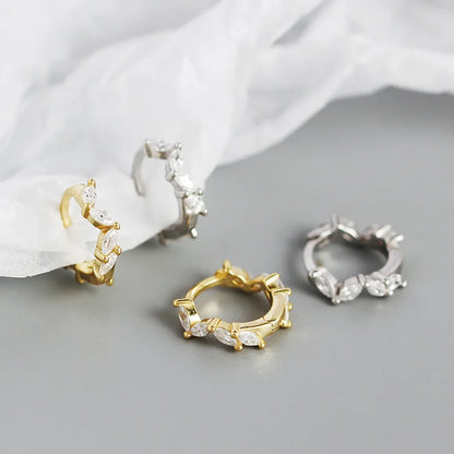 Krenaeminimalist Elara Marquise Huggie Hoops – S925 Sterling Silver (Gold / Silver Plating)