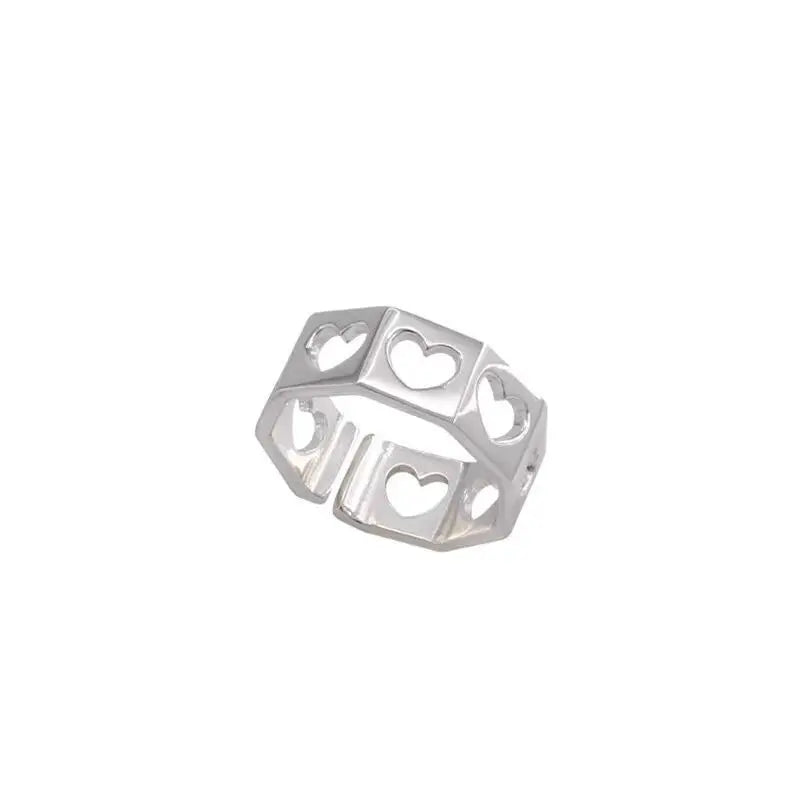 Open Heart Band Ring – S925 Sterling Silver (Silver Plating)