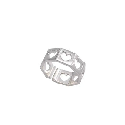 Open Heart Band Ring – S925 Sterling Silver (Silver Plating)