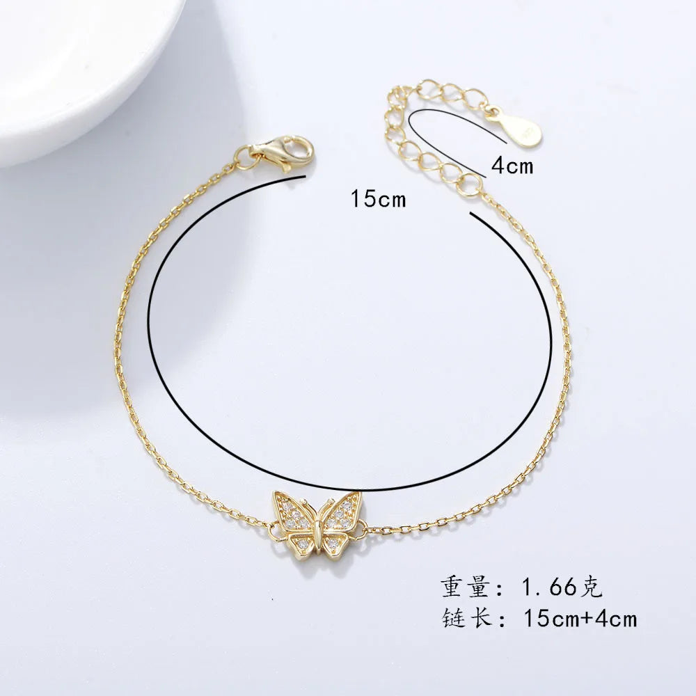 Elara Butterfly Charm Bracelet – 18K Gold Plated & S925 Sterling Silver