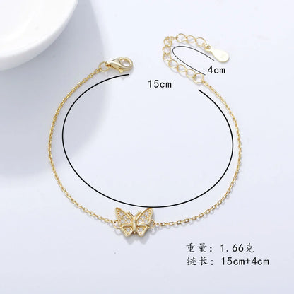 Elara Butterfly Charm Bracelet – 18K Gold Plated & S925 Sterling Silver