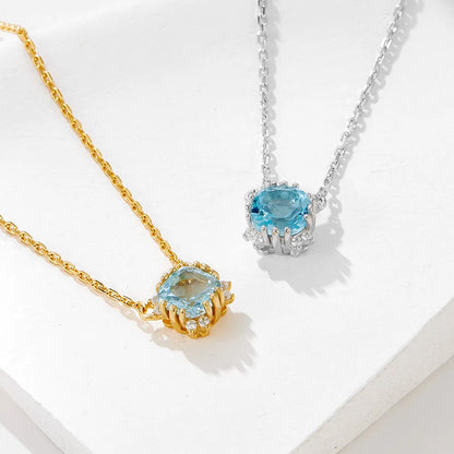 Blue Aura Gem Necklace – S925 Sterling Silver Pendant