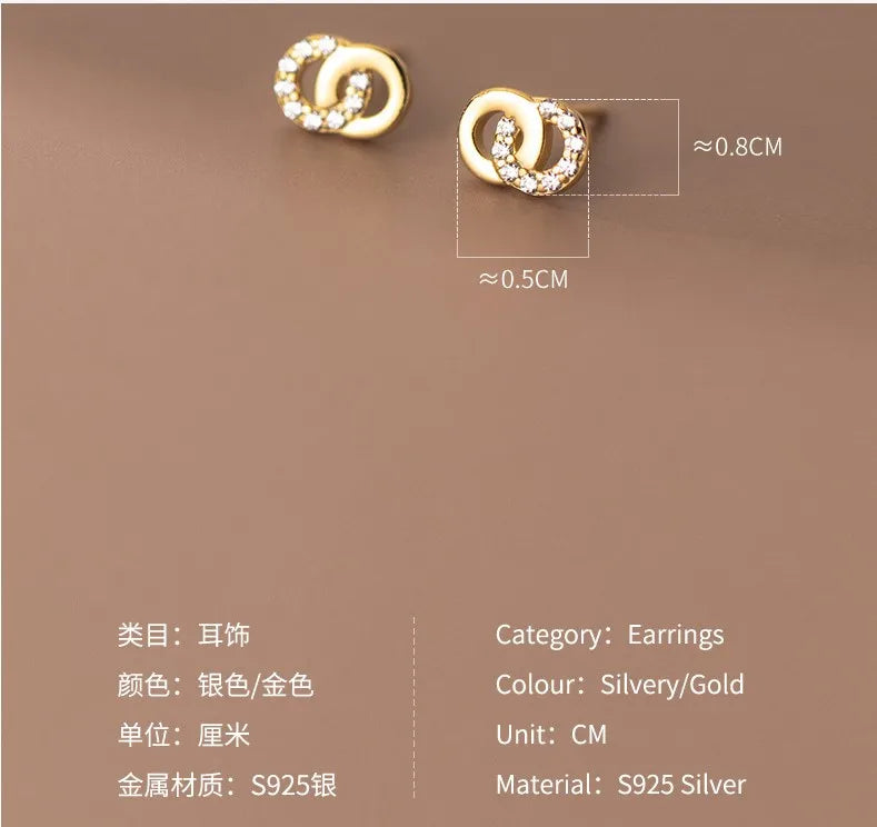 Krenaeminimalist Crystal Interlock Knot Studs – S925 Sterling Silver (Gold / Silver Plating)