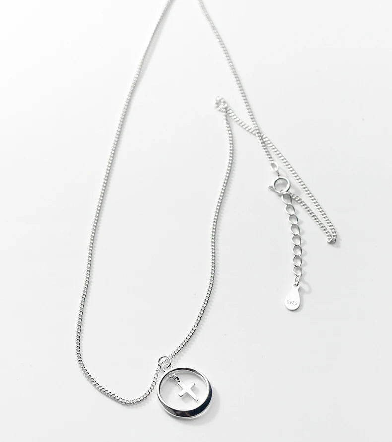 Faith & Balance Cross Pendant Necklace – S925 Sterling Silver