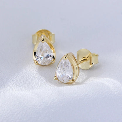 Pear-Cut Minimalist Stud Earrings — (Gold / Silver)