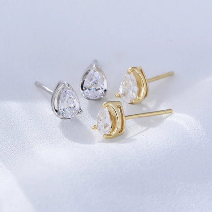 Pear-Cut Minimalist Stud Earrings — (Gold / Silver)