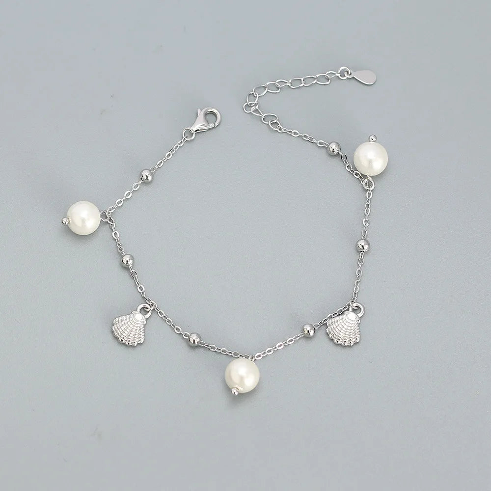 Marina Shell & Pearl Charm Bracelet – 18K Gold Plated & S925 Sterling Silver
