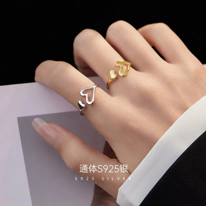Open Flow Heart Ring – S925 Sterling Silver (Gold / Silver Plating)