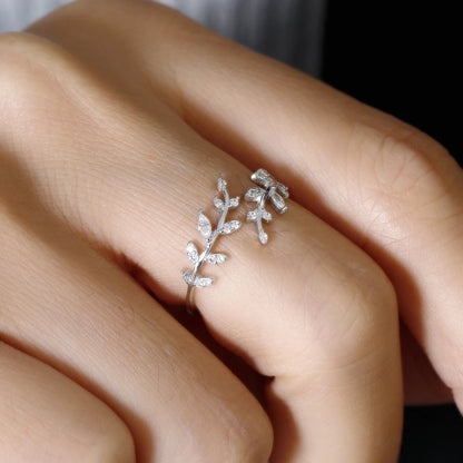Leaf Vine Adjustable Ring – S925 Sterling Silver (Gold / Silver)
