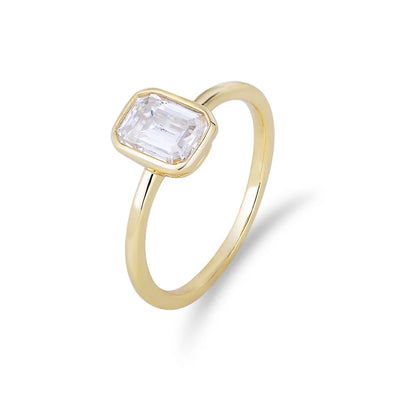 Clara Emerald-Cut Solitaire Ring – S925 Sterling Silver (Gold / Silver Plating)