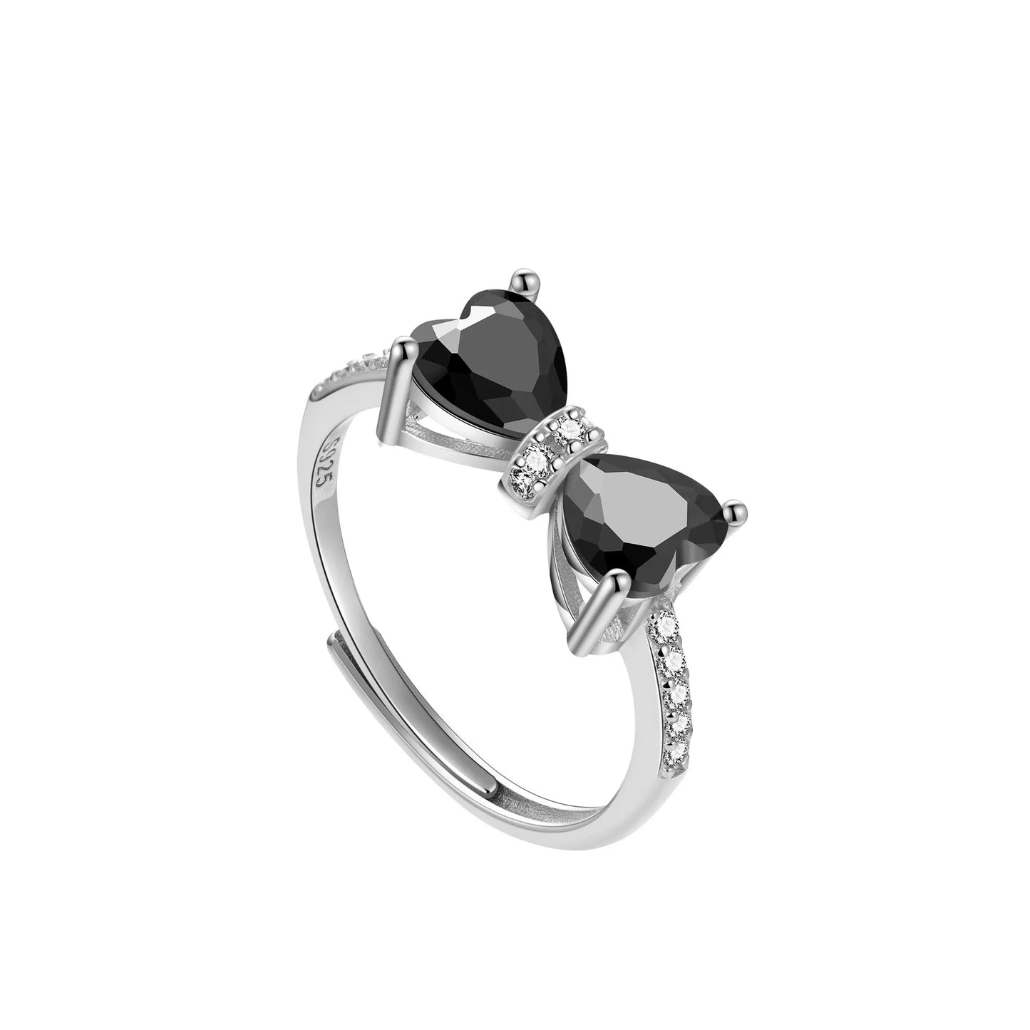 Gemstone Bow Ring Collection – S925 Sterling Silver (Multiple Colors)