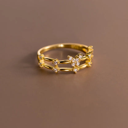 Radiant Butterfly Crystal Ring – S925 Sterling Silver (Gold / Silver Plating)