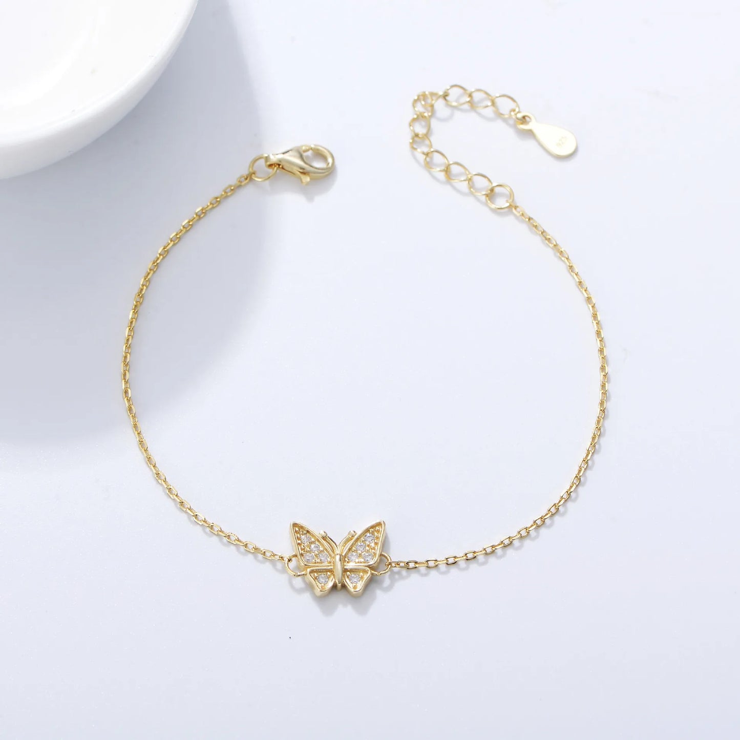 Elara Butterfly Charm Bracelet – 18K Gold Plated & S925 Sterling Silver