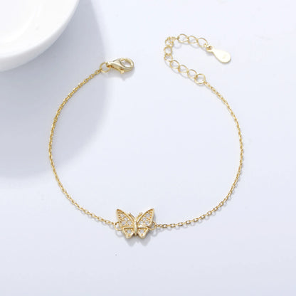 Elara Butterfly Charm Bracelet – 18K Gold Plated & S925 Sterling Silver