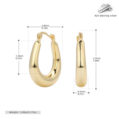 Krenaeminimalist Sahana Sculpted Drop Hoops – S925 Sterling Silver (Gold / Silver Plating)