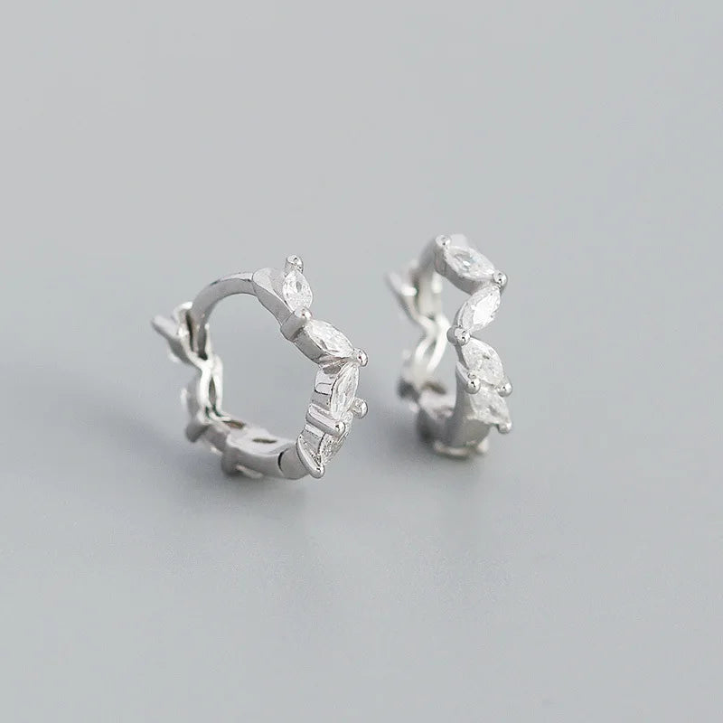 Krenaeminimalist Elara Marquise Huggie Hoops – S925 Sterling Silver (Gold / Silver Plating)