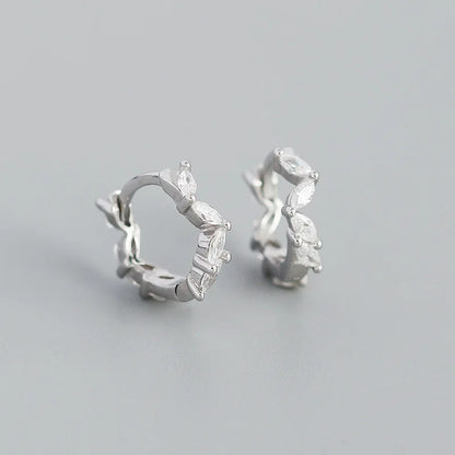 Krenaeminimalist Elara Marquise Huggie Hoops – S925 Sterling Silver (Gold / Silver Plating)