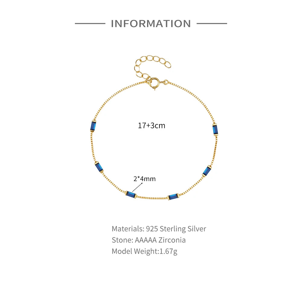 Aria Baguette Gemstone Bracelet – 18K Gold Plated S925 Sterling Silver