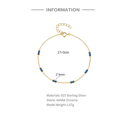 Aria Baguette Gemstone Bracelet – 18K Gold Plated S925 Sterling Silver