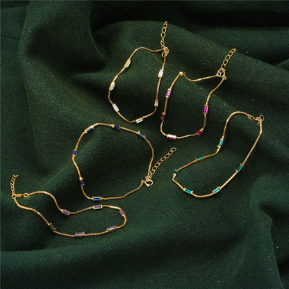 Aria Baguette Gemstone Bracelet – 18K Gold Plated S925 Sterling Silver