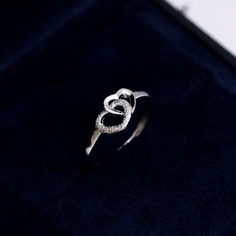 Double Heart Connection Ring – S925 Sterling Silver (Gold / Silver Plating)