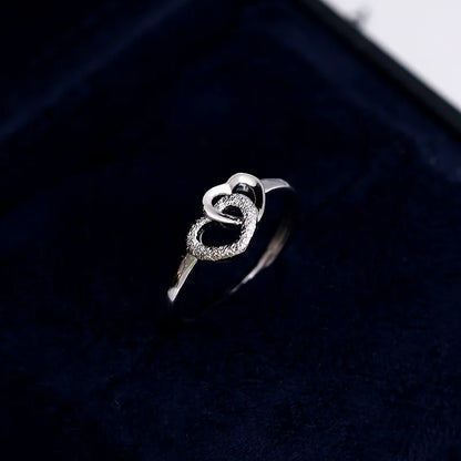 Double Heart Connection Ring – S925 Sterling Silver (Gold / Silver Plating)
