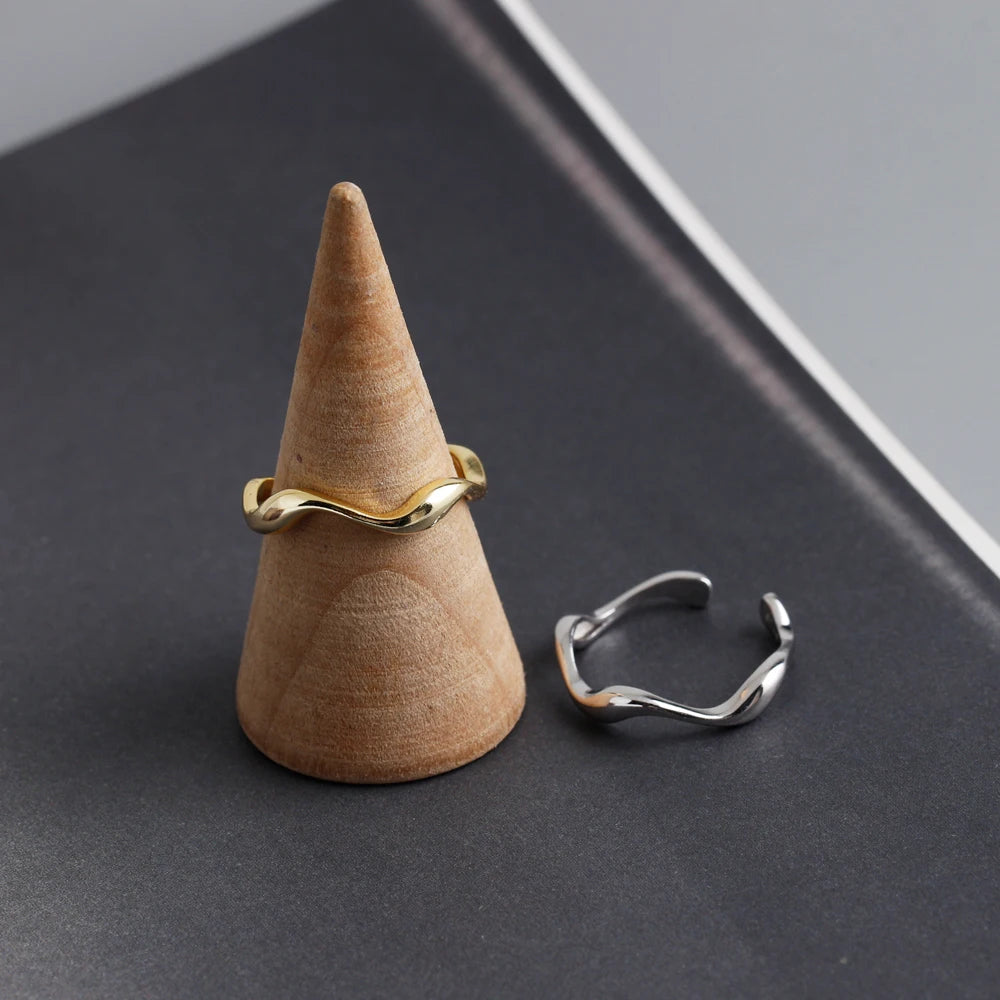 Wave Open Adjustable Ring – S925 Sterling Silver (Gold / Silver Plating)