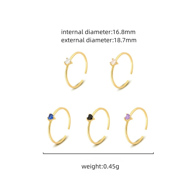 Heartstone Adjustable Ring – S925 Sterling Silver (Gold / Silver Plating, Multi-Color Stones)