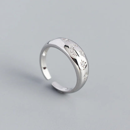 Celestial Moon & Star Dome Ring – S925 Sterling Silver (Gold / Silver Plating)