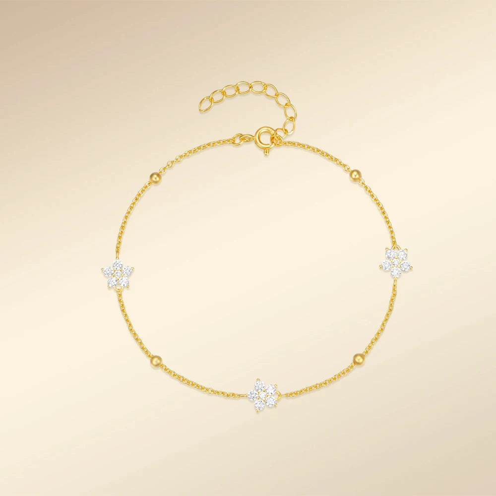 Aurelia Floral Chain Bracelet – 18K Gold Plated S925 Sterling Silver