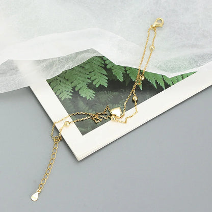 Liora Double Heart Chain Bracelet – 18K Gold Plated & S925 Sterling Silver