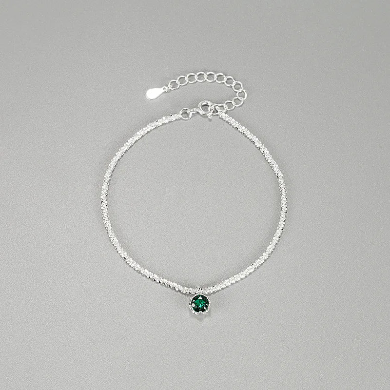 Nova Gemstone Chain Bracelet – S925 Sterling Silver (White, Green, Pink)