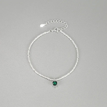 Nova Gemstone Chain Bracelet – S925 Sterling Silver (White, Green, Pink)