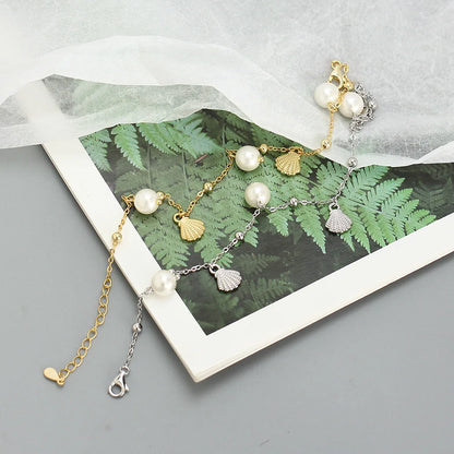 Marina Shell & Pearl Charm Bracelet – 18K Gold Plated & S925 Sterling Silver